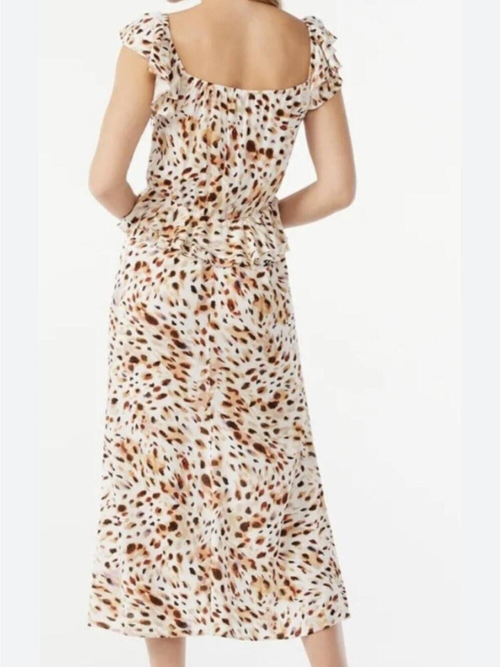 Sofia by Sofia Vergara New Cream Brown Purple Animal-Print Midi Dress Size Large